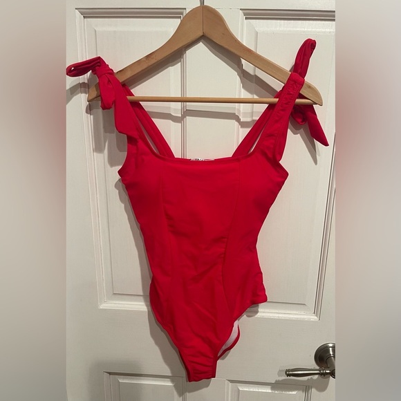 Aimage S Vibrant Red One-Piece Swimsuit - Picture 4 of 4